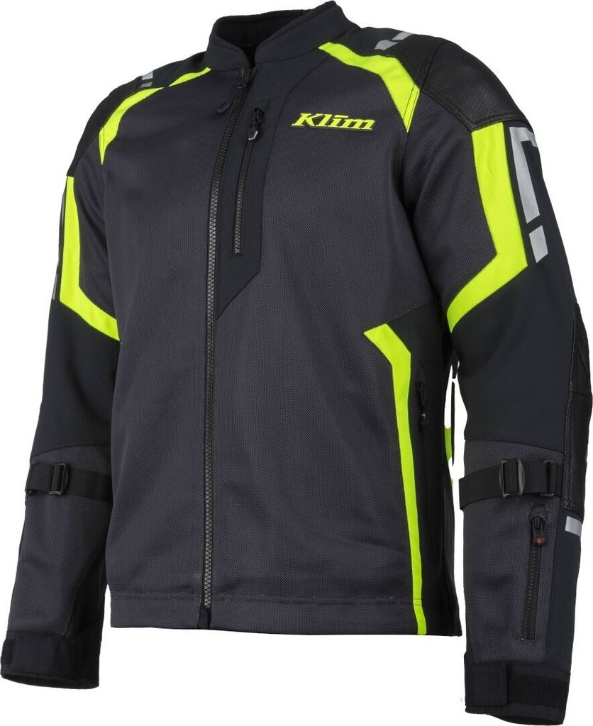Klim Induction Pro 2025 Perforierte Motorrad Mesh Leder-/Textiljacke, schwarz/neon-gelb, L