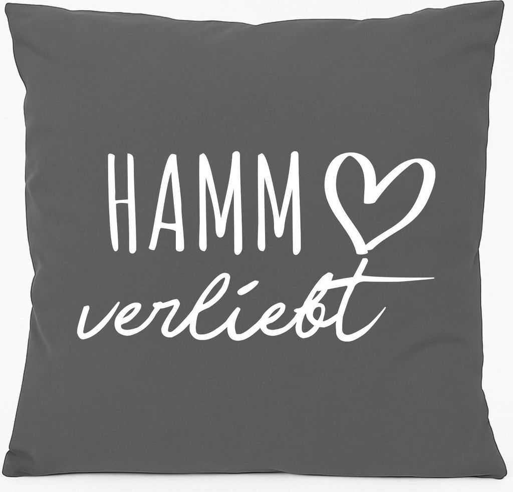 Huuraa Kissen Hamm verliebt 40x40cm mit Füllung Steel Grey Baumwolle Dekokissen Geschenkidee