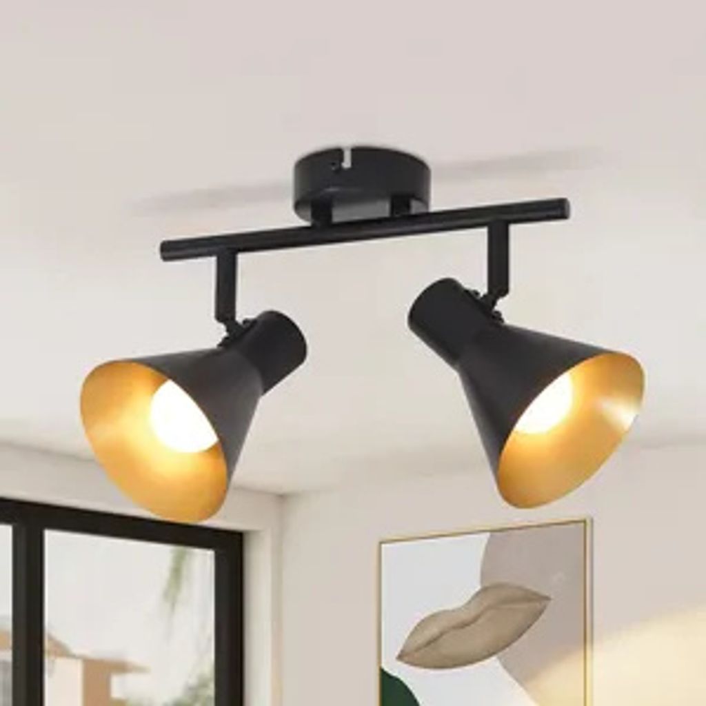 ZMH stropní světlo černé stropní reflektor 2 plameny Obrázek produktu 