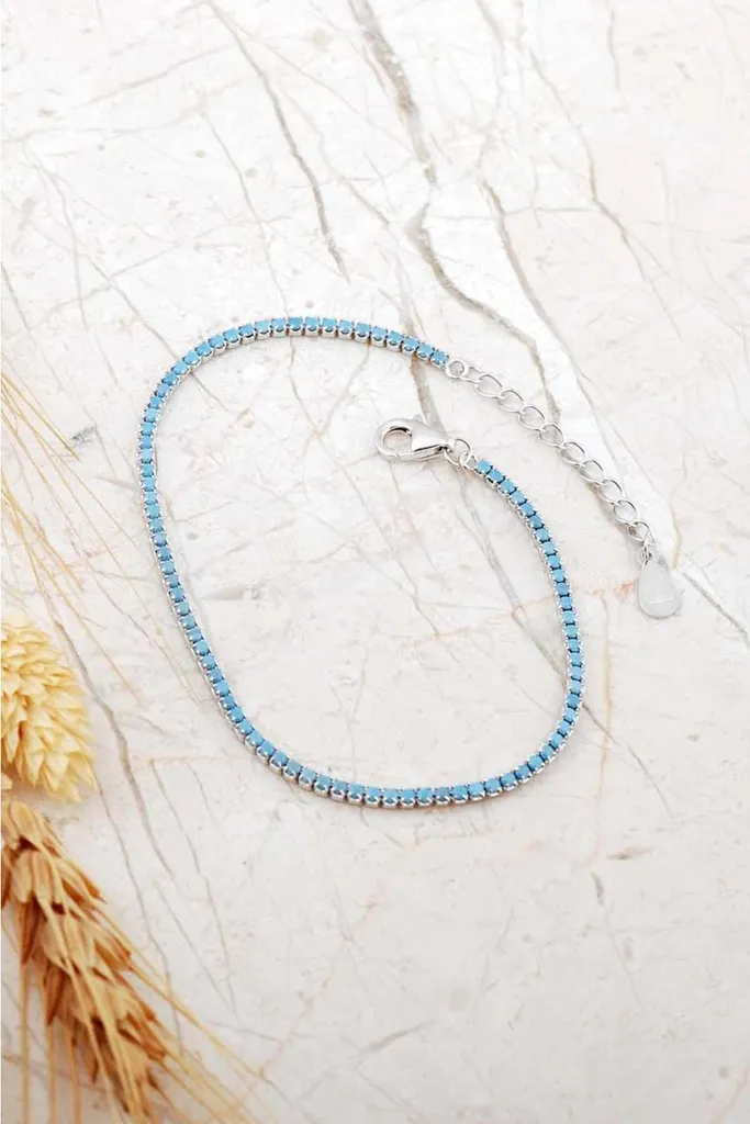 Bracelet turquoise argent 925 rhodié qui ne noircit pas la peau