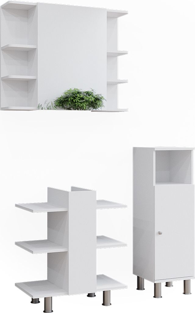 Badmöbel-Set Vicco Fynn Weiß 3 Teile, mit Midischrank, Model 50011