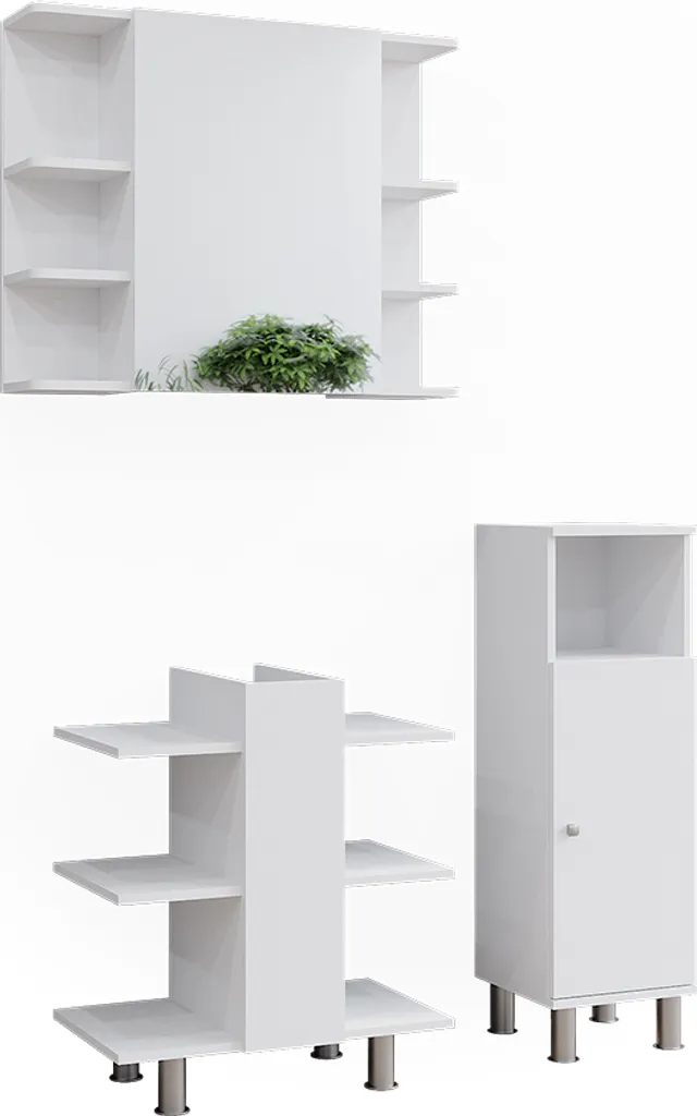 Meuble de Salle de Bain Vicco Fynn 3 Pièces Blanc pour Rangement Mural Chic