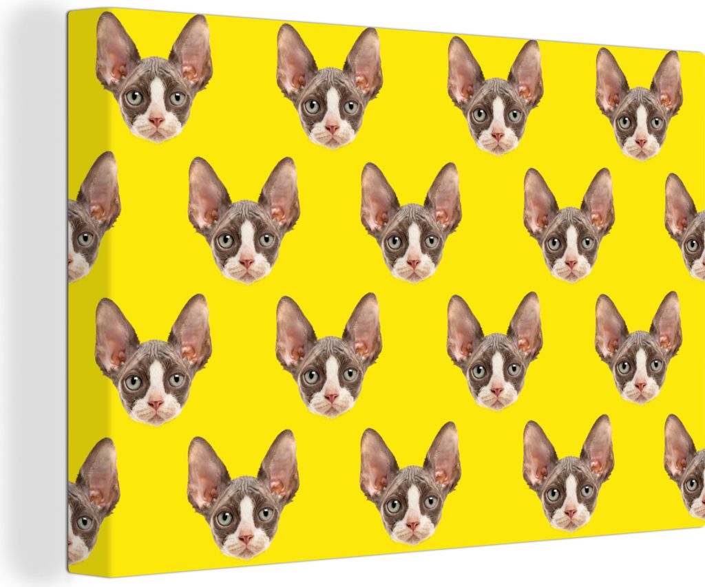 OneMillionCanvasses - Leinwandbilder - 150x100 cm, Haustiere - Muster - Gelb, Wandbilder Kunstdruck Wanddekoration