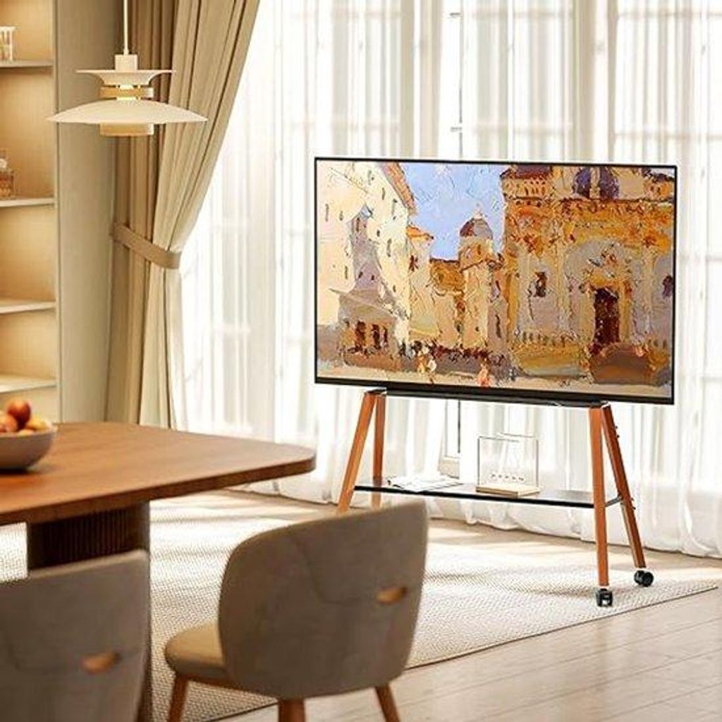 TV-Ständer für Bildschirm von 37 bis 86 Zoll - Verstellbarer TV-Vollholzständer mit Ezel-Design - Ideal für Schlafzimmer und Wohnzimmer TV-Stä...