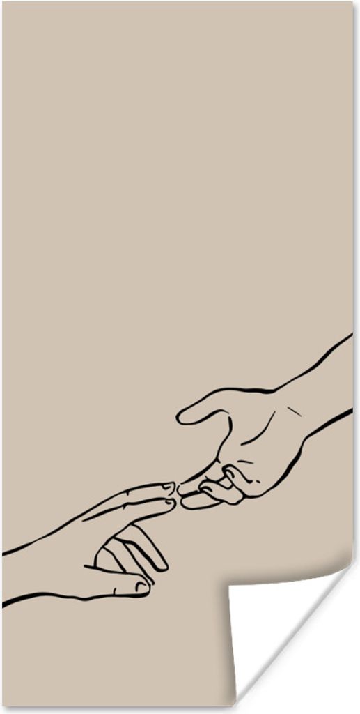 MuchoWow Poster Line Art - Hand - Valentinsgeschenk für ihn 75x150 cm - Dekoration für die Wände