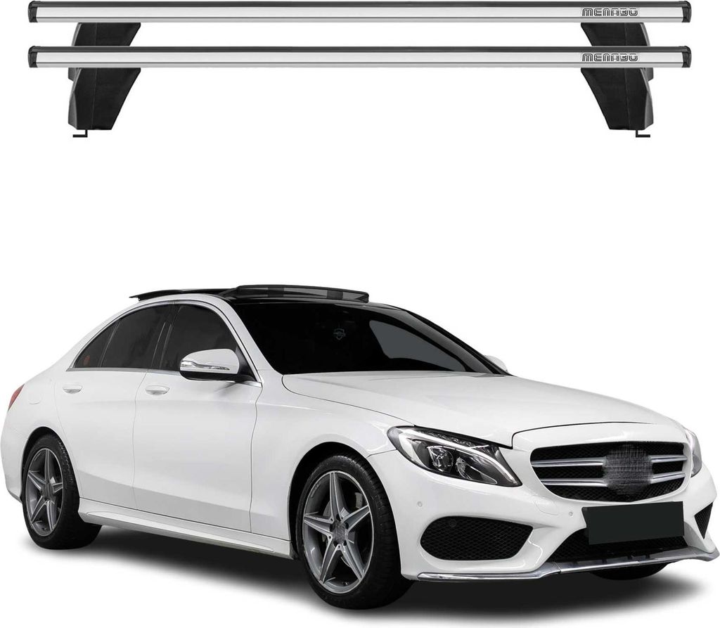 Menabo Dachträger für Mercedes C Klasse W205 Limo 2014-2021 75kg Alu Silber 2x