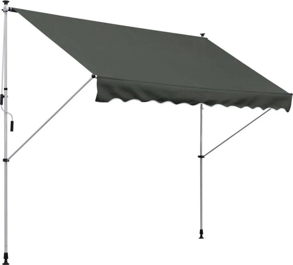 Tenda da sole Fortuna Lai indipendente, 300 x 150 cm, tenda da sole con manovella, tenda da sole indipendente resistente al vento, alluminio, grigio