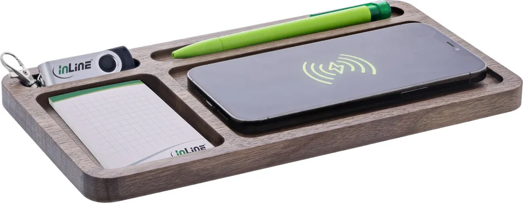 Fini le Désordre avec l'Organiseur de Bureau Qi en Noyer WoodCharge