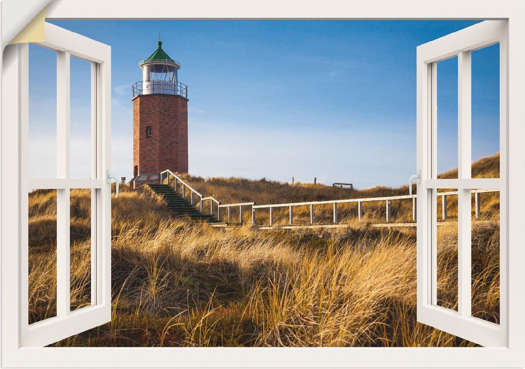 ARTland Wandbild, selbstklebend Leuchtfeuer Kampen - weißes Fenster Größe: 100x70 cm