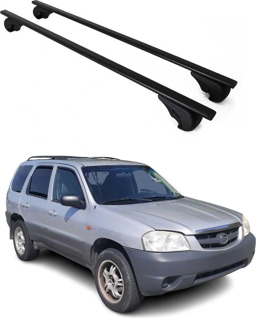 Dachträger Grundtäger für Mazda Tribute 2001-2007 75kg Metall Schwarz 2 tlg