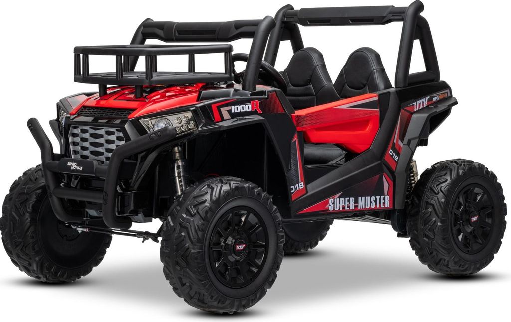 RIRICAR Elektroauto für kinder 24V UTV, rot, kinder elektroauto 2 sitzer mit 2,4 GHz Ferbedienung, 2 x 200 W Motor, Lithium-Akku, Eva-Räder, gepo...