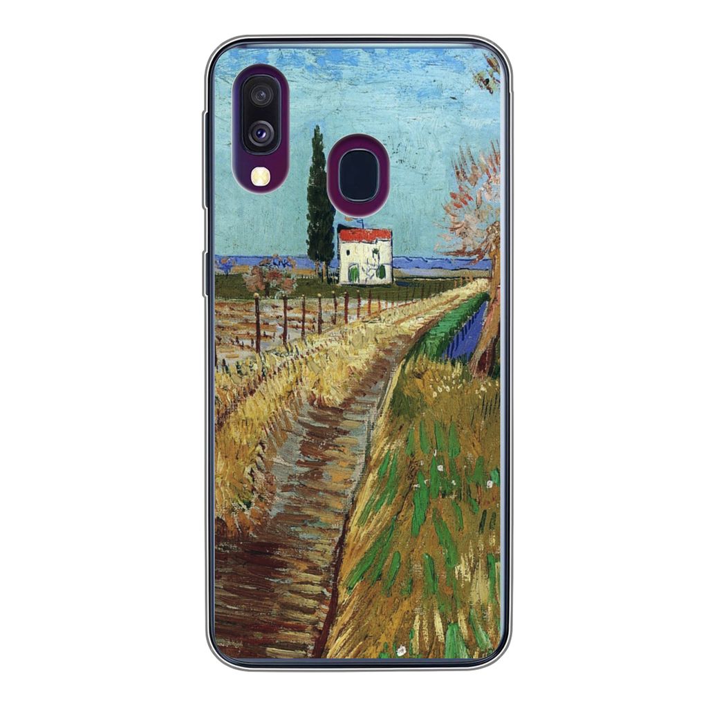 MuchoWow Handyhülle Schutzhülle Hülle für Samsung Galaxy A40 Weg durch ein Weidenfeld - Vincent van Gogh Silikon Softcase Handy Hülle - Hand...