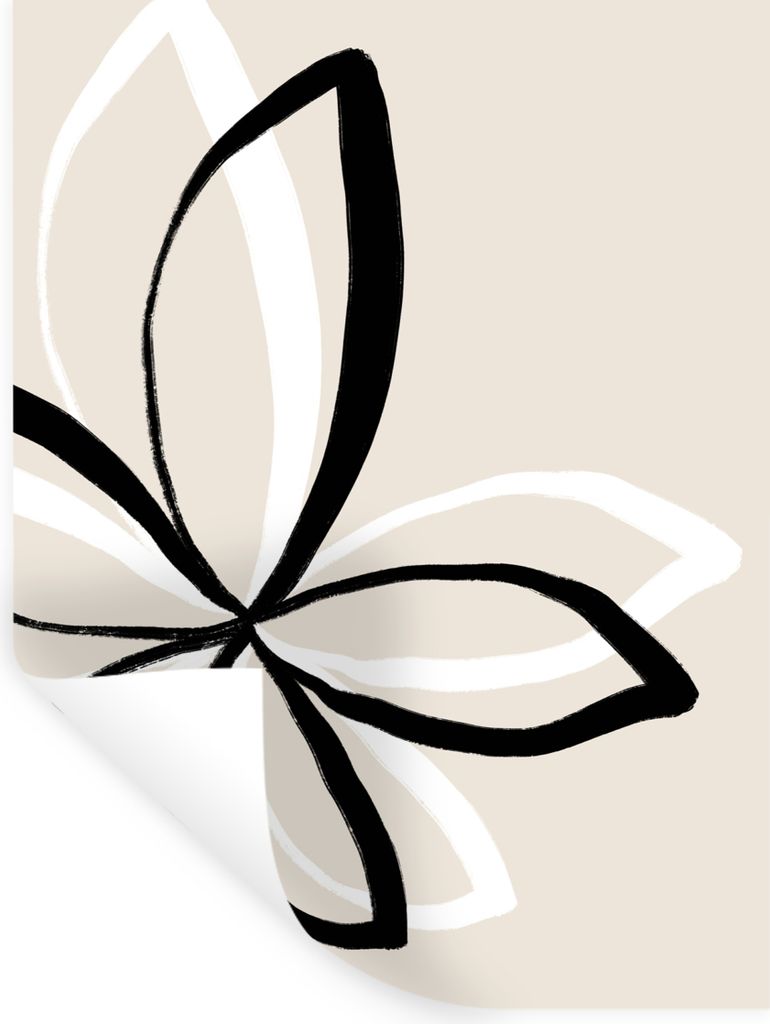 MuchoWow Wandtattoo Wandsticker Wandaufkleber Blumen - Abstrakt - Minimalismus 30x40 cm Selbstklebend und Repositionierbar - Sticker - Dekorfolie