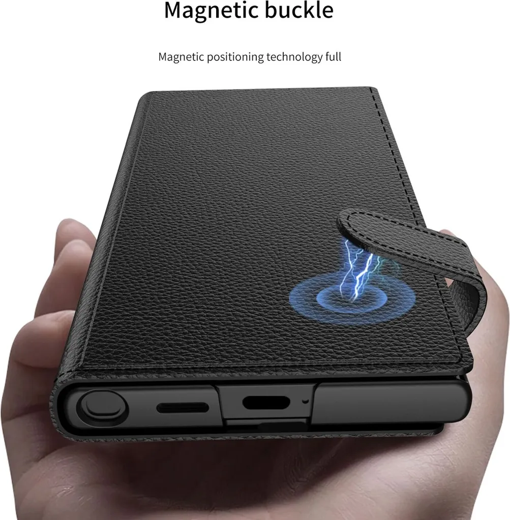 Cover Portafoglio Samsung S25 Ultra MagSafe GKK - TPU e Pelle Nera - 5