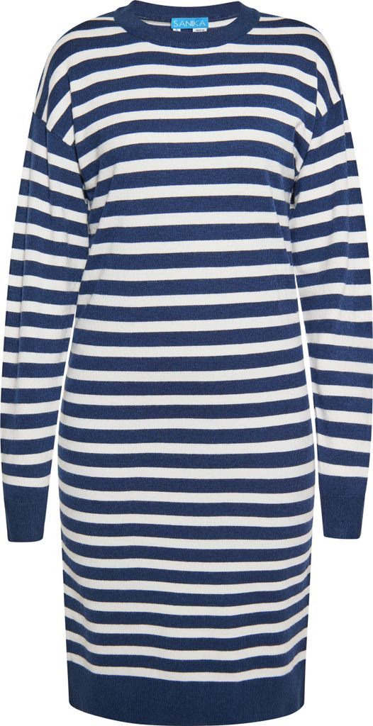 SANIKA damen kleid - marine weiss, S