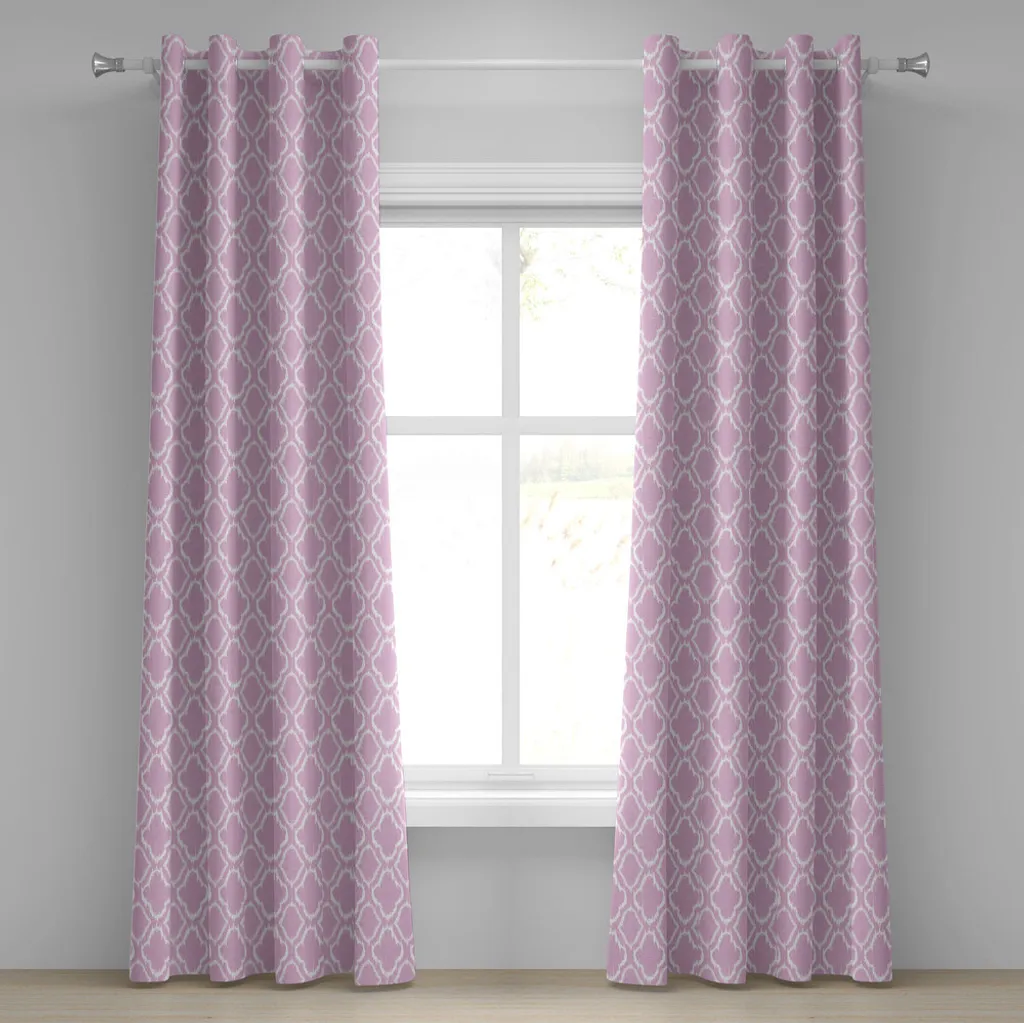 Rideau à œillets motif tribal violet en tissu premium 280 cm x 175 cm