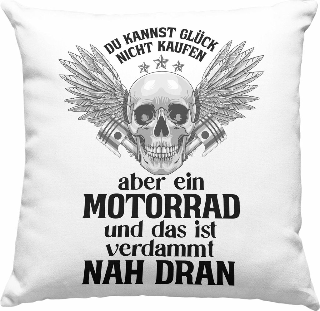 Trendation - Motorradfahrer Geschenk für Männer Motorrad Deko-Kissen mit Füllung 40x40 Spruch Deko-Kissen mit Füllung 40x40 für Biker Herren (...