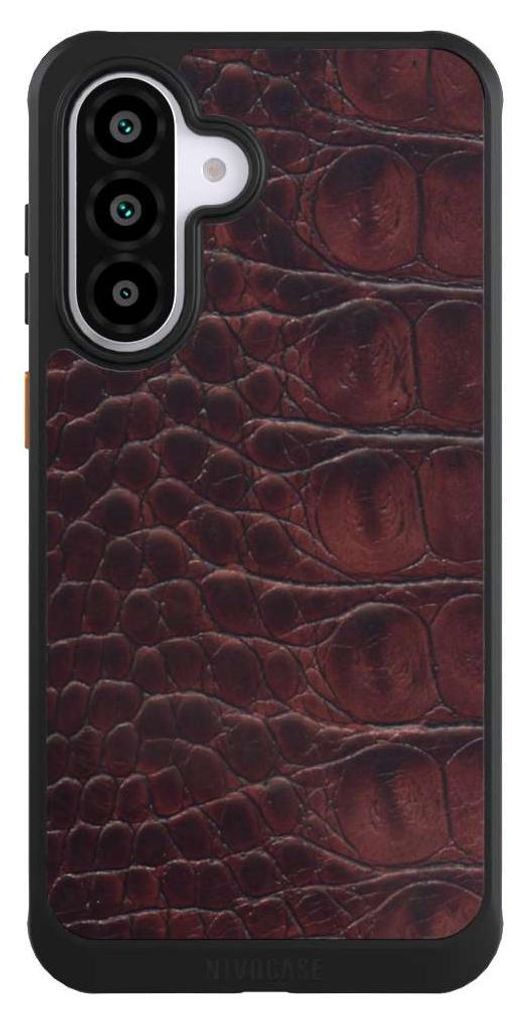 NIVOCASE Hülle für Samsung Galaxy A56 5G Handyhülle NIVOcore Case Schwarz Animalprint Krokodil Leder