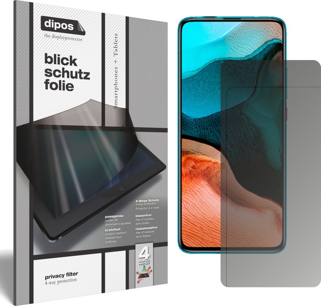 Schutzfolie für Xiaomi Redmi K30 Pro mit Sichtschutz Blickschutz Folie