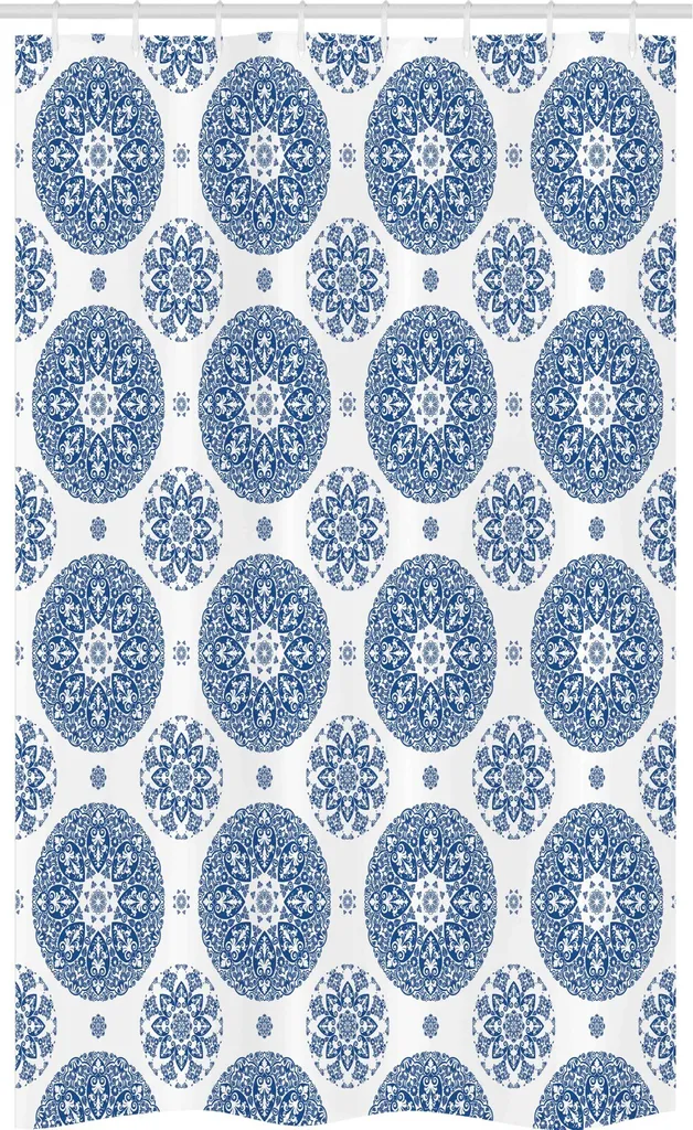 Tenda Bagno 120x180 ABAKUHAUS Paisley Blu Vintage Tessuto Idrorepellente