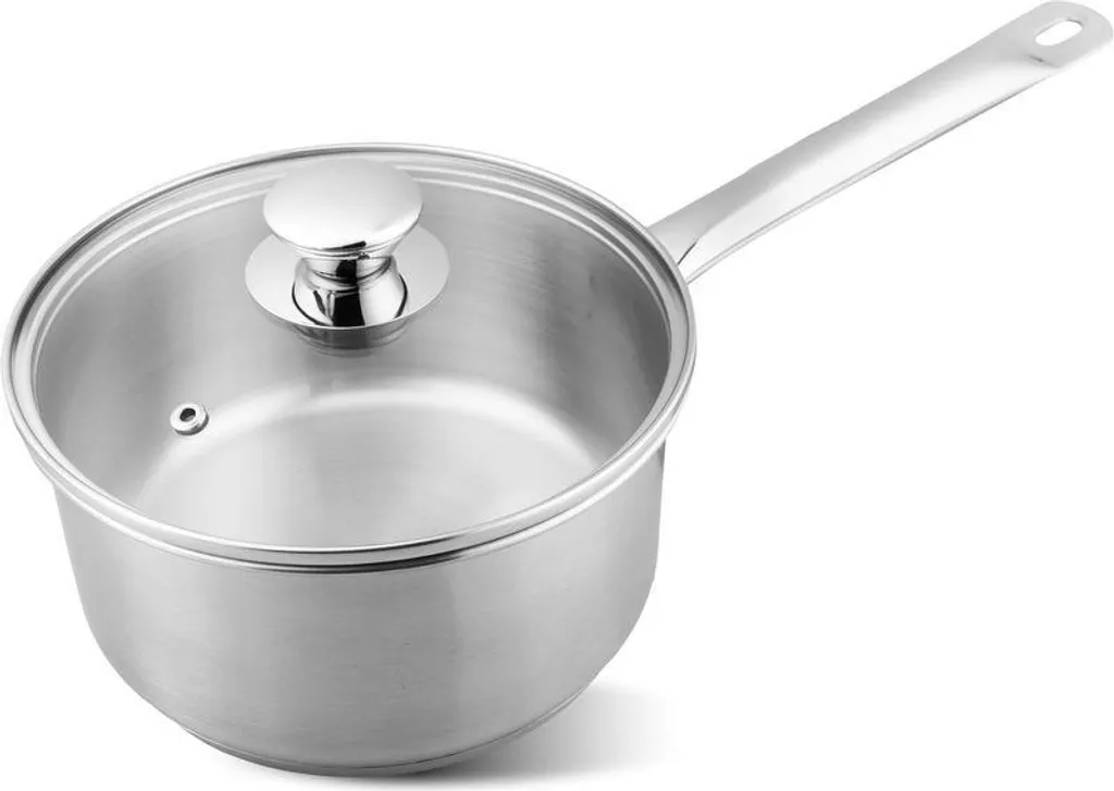Pentolino MagicHome Chloe, 18 cm, 2 litri, con coperchio in vetro, acciaio inox