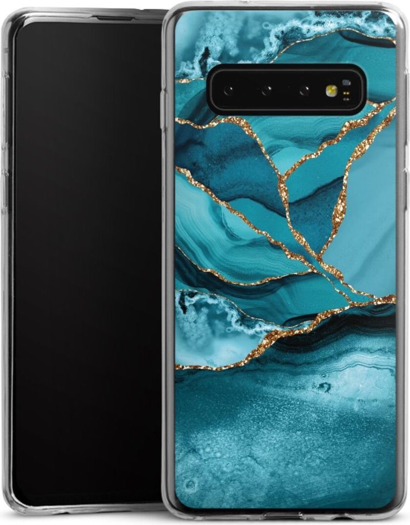 DeinDesign Slim Hülle für Samsung Galaxy S10 Silikon Case Ultra Dünn Handyhülle Edelstein Glitzer Look Marmor