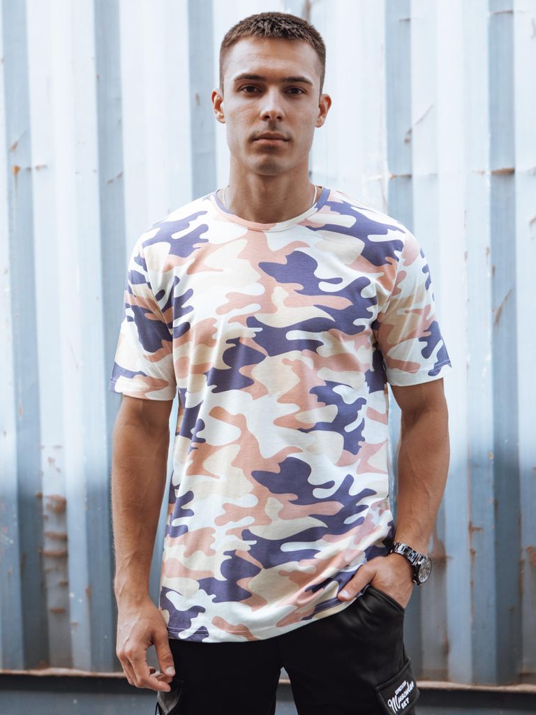 Dstreet Kurzarmhemd für Männer Kyez camouflage-Beige L