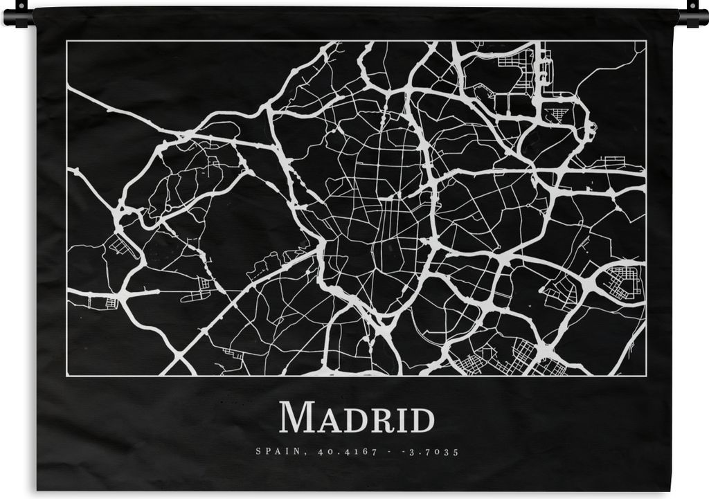MuchoWow Wandteppich Wandbehang Madrid - Karte - Stadtplan 60x45 cm Tapisserie Dekoration Wandtuch - Das Schlafzimmer