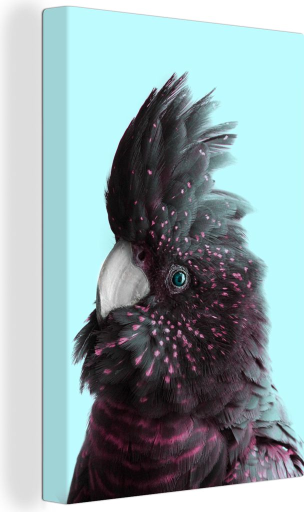 OneMillionCanvasses - Leinwandbilder - 90x140 cm, Kakadu - Vogel - Blau, Wandbilder Kunstdruck Wanddekoration - Wandschmucke - Schlafzimmer