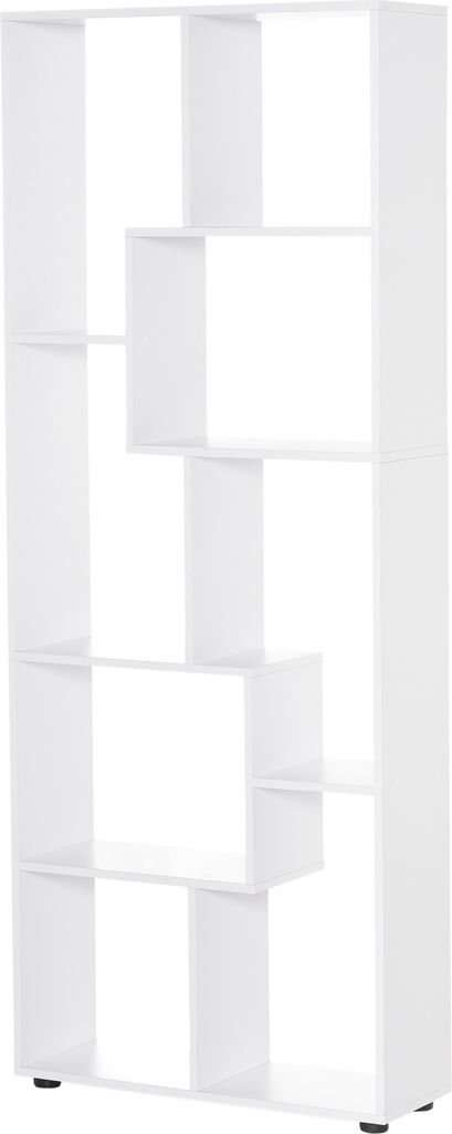 HOMCOM Modernes vertikales Regal-Bücherregal-Design mit 8 Regalen, E1-Spanplatte, 70 x 24 x 178 cm, Weiß