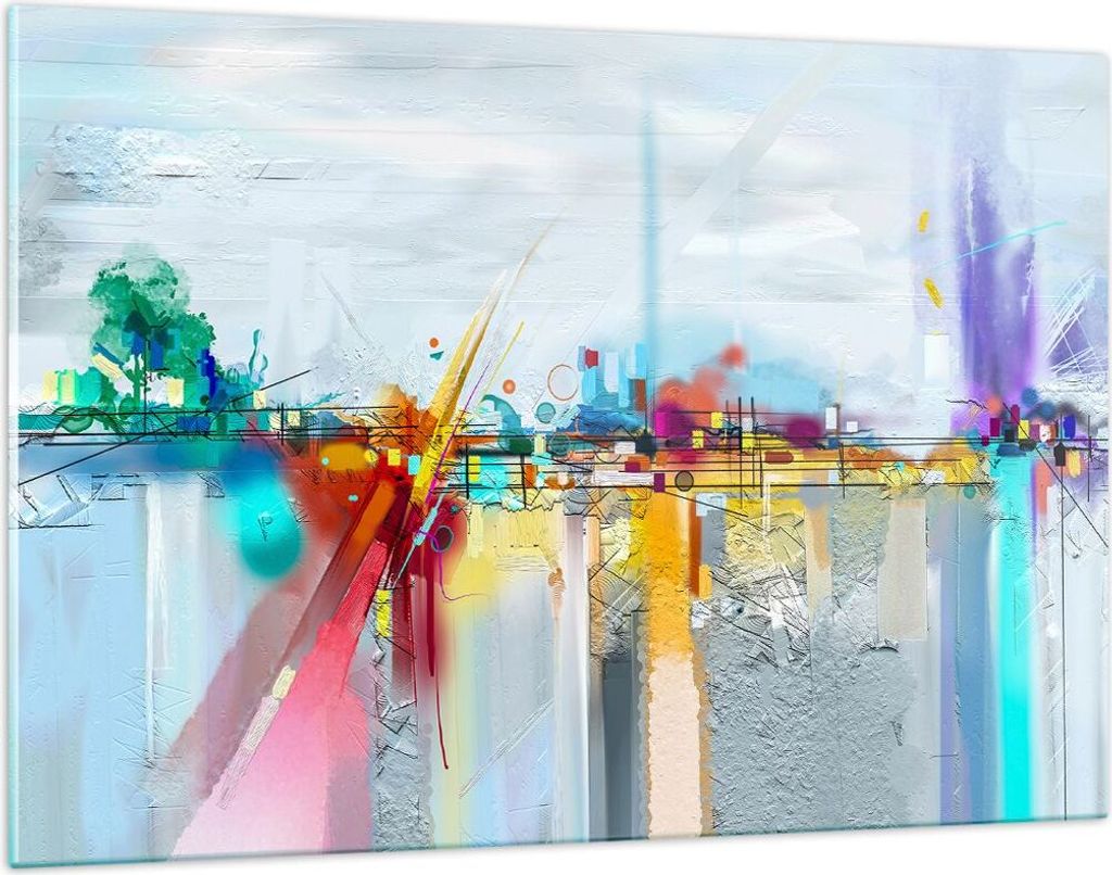 Bilder auf glas - Abstraktion modern - 120x80cm - Glasbilder - Wandbilder - Kunstdruck - zum Aufhängen bereit - Wanddekoration aus Glas - Glas Bil...