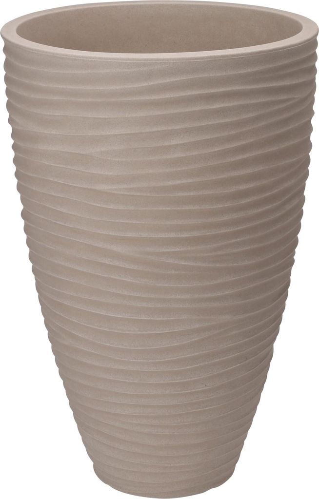 Vaso grande da 60 cm, beige, in plastica, effetto pietra Immagine del prodotto 