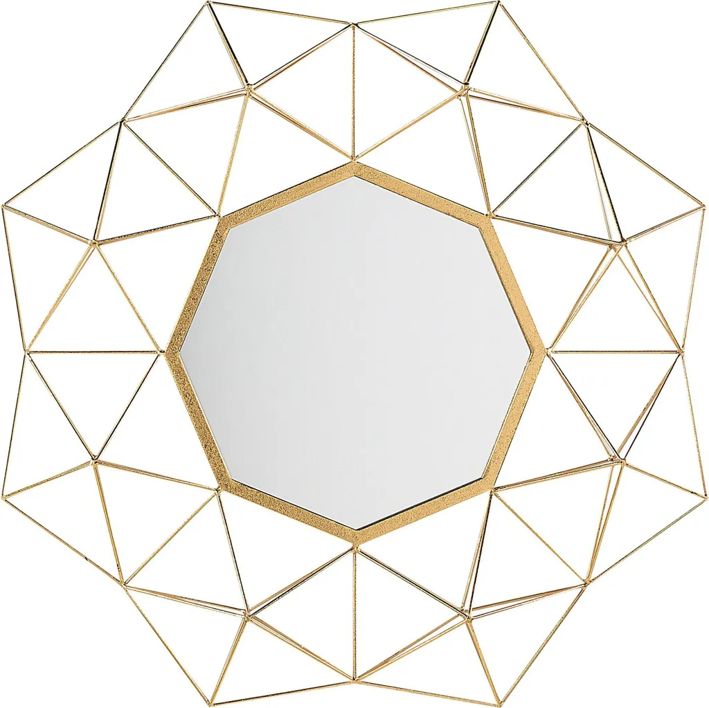 Miroir mural Beliani or 69x80 cm en métal au design géométrique moderne