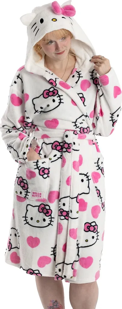 Hello Kitty Robe de Chambre Femme NS9090 XL Coloré - Peignoir à Capuche