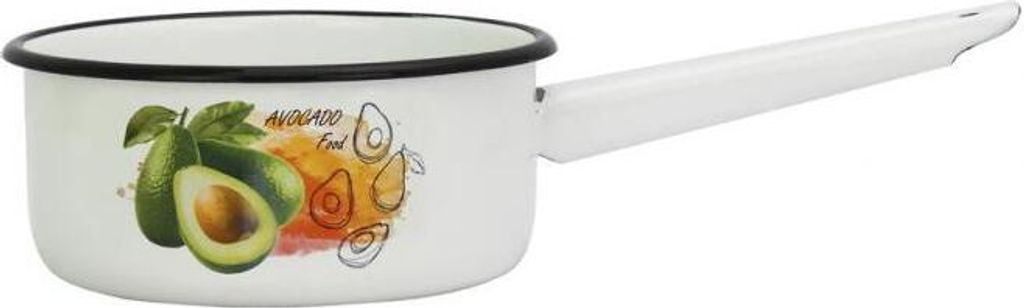 Avocado Emaille Stieltopf Milchtopf Schnabeltopf 1,5 Liter ca 17,5 cm Durchmesser / Retro Nostalgie Geschirr