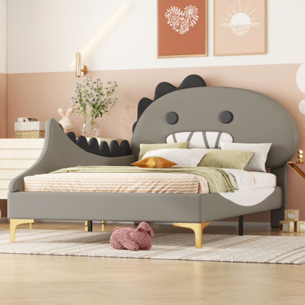 MODFU Kinderbett 90×200 mit Dinosaurier Design, modernes Produktbild 