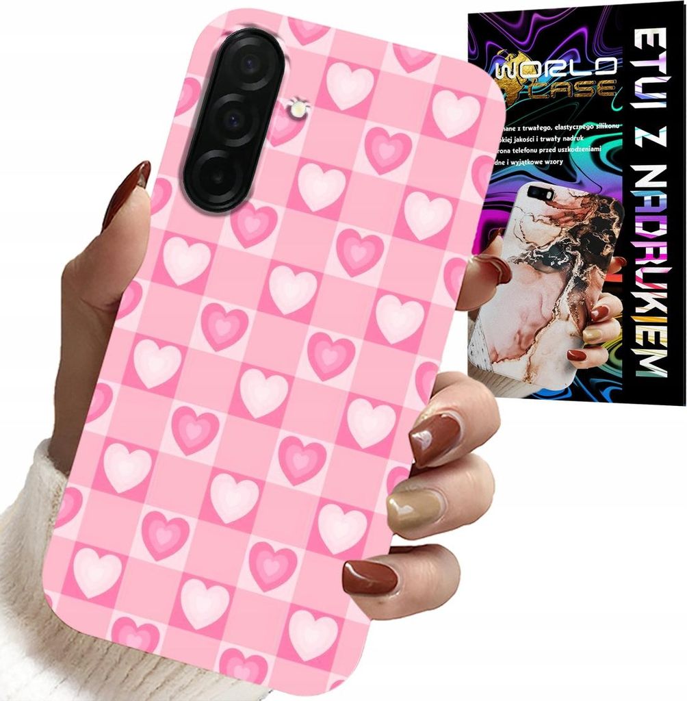 Gehäuse Für Samsung Galaxy A56 5G - Herzen Karo Rosa Gehäuse + Glas