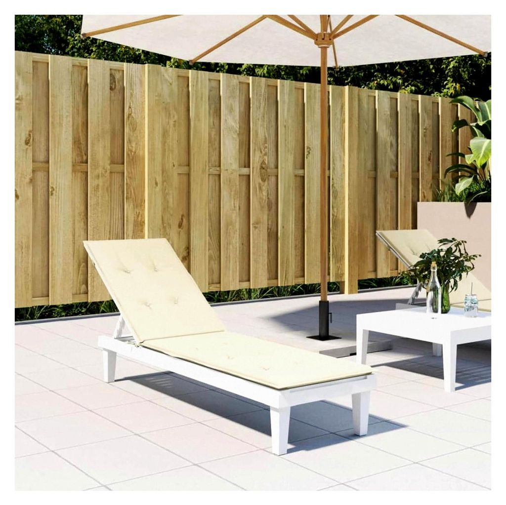 Liegestuhlauflage Creme (75+105) x50x3 cm, Auflage für Hollywoodschaukel, Sonnenliege, Gartenliege, Liegenauflage, Deckchair