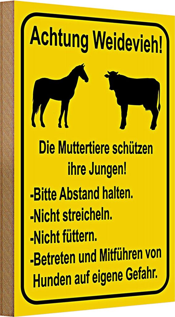 Holzschild Hinweis 20x30cm Achtung Weidevieh nicht füttern