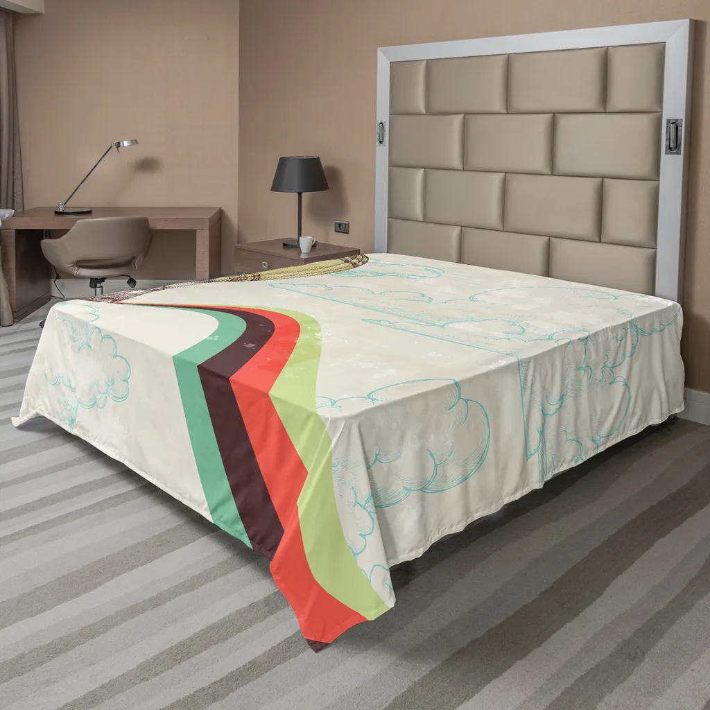 Drap de lit souple et confortable Motif Vintage Montgolfière 266x260