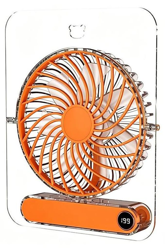 ZELURXX Ultradünner faltbarer USB-Tischventilator, leise Mini-Lüfter, 7-Blatt, tragbar, 5-Stufen, für Büro/Schreibtisch/Küche, Orange