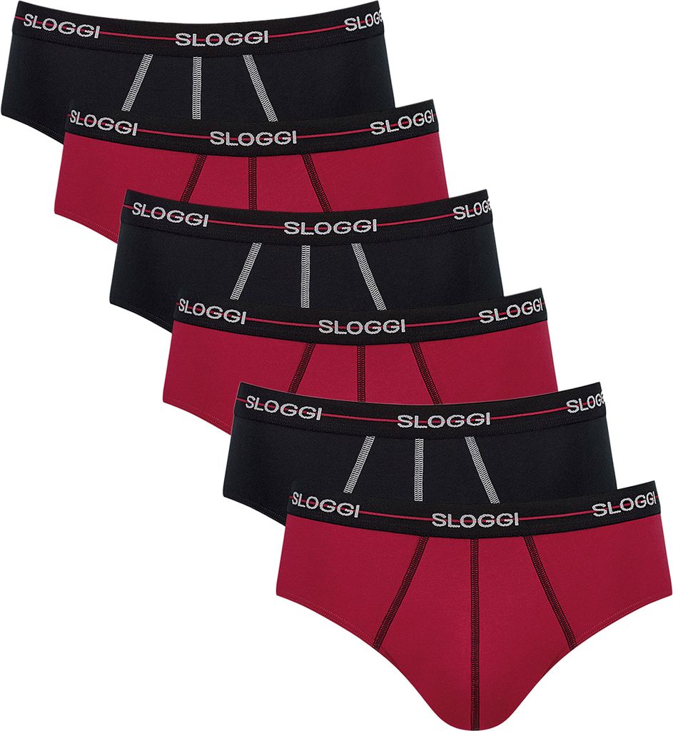 sloggi 6er Pack Start Midi Slip / Unterhose Extra weiches Taillenband, gedoppelte Verarbeitung im Schrittbereich, Lässiges Design