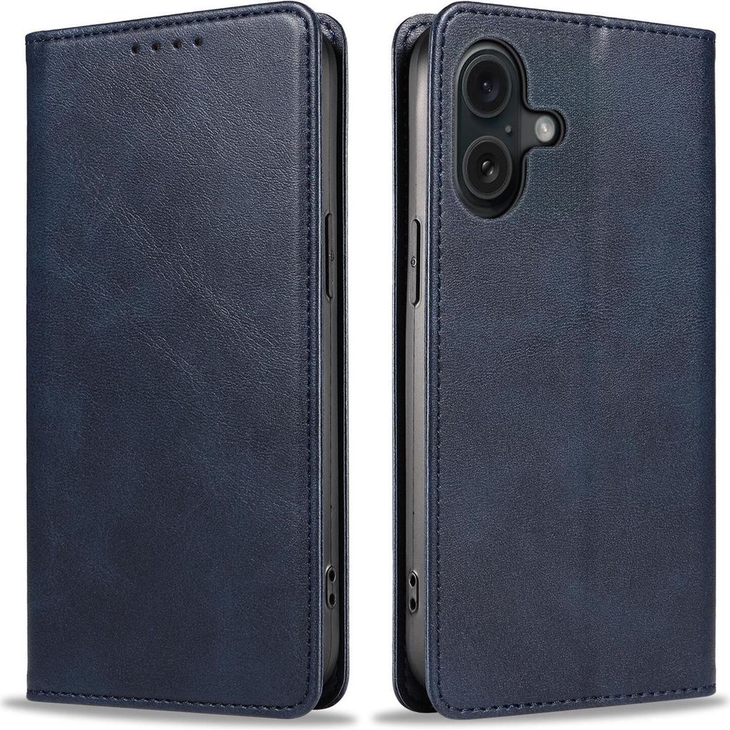 Handyhülle für Apple iPhone 16 Kunstleder Flip Cover Hülle Handytasche Case Kartenfach Farbe: Blau