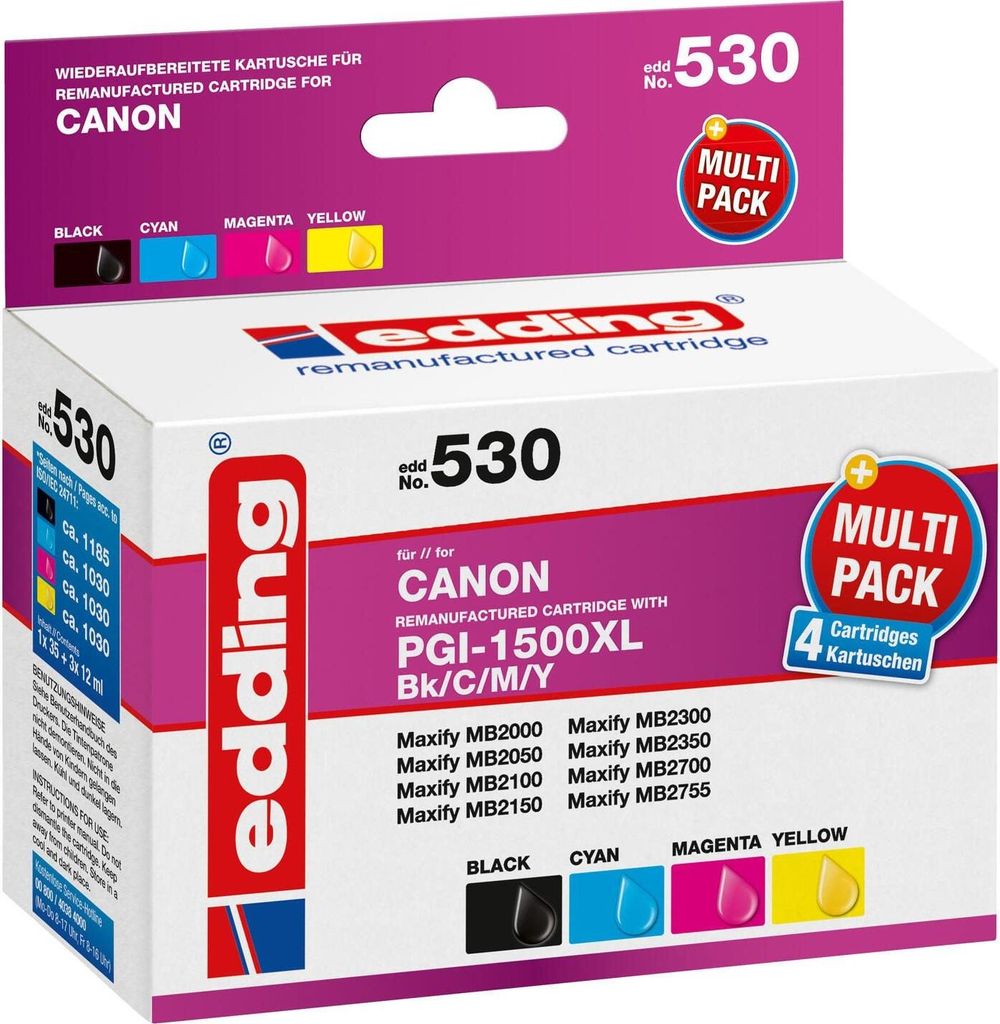 cartucce EDD-530 nero, ciano, magenta e giallo compatibili Immagine del prodotto 