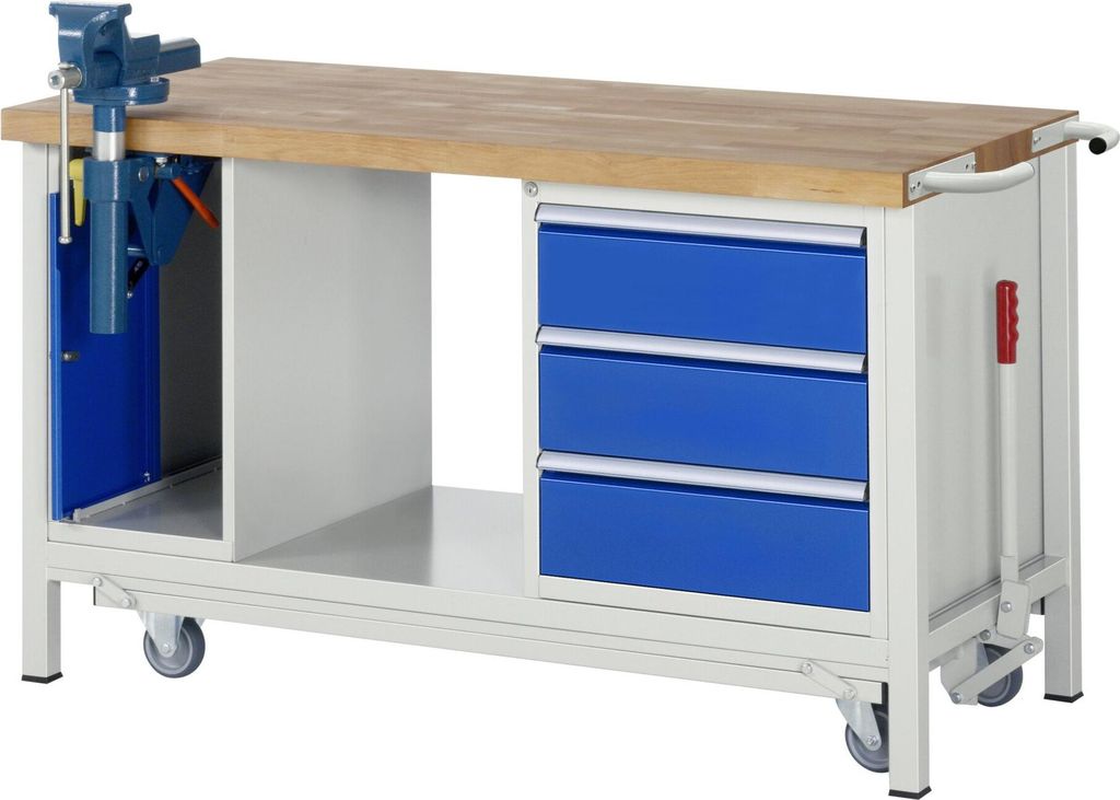 Rau Werkbank mit absenkbarem Fahrgestell Modell 8183 B 1500 x T 700 x H 880mm