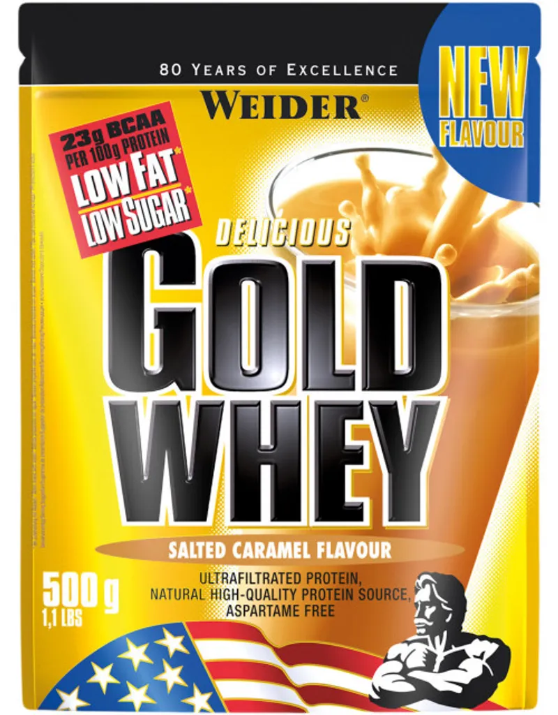 Protéine Gold Whey Weider 500g riche en BCAA et faible en graisses