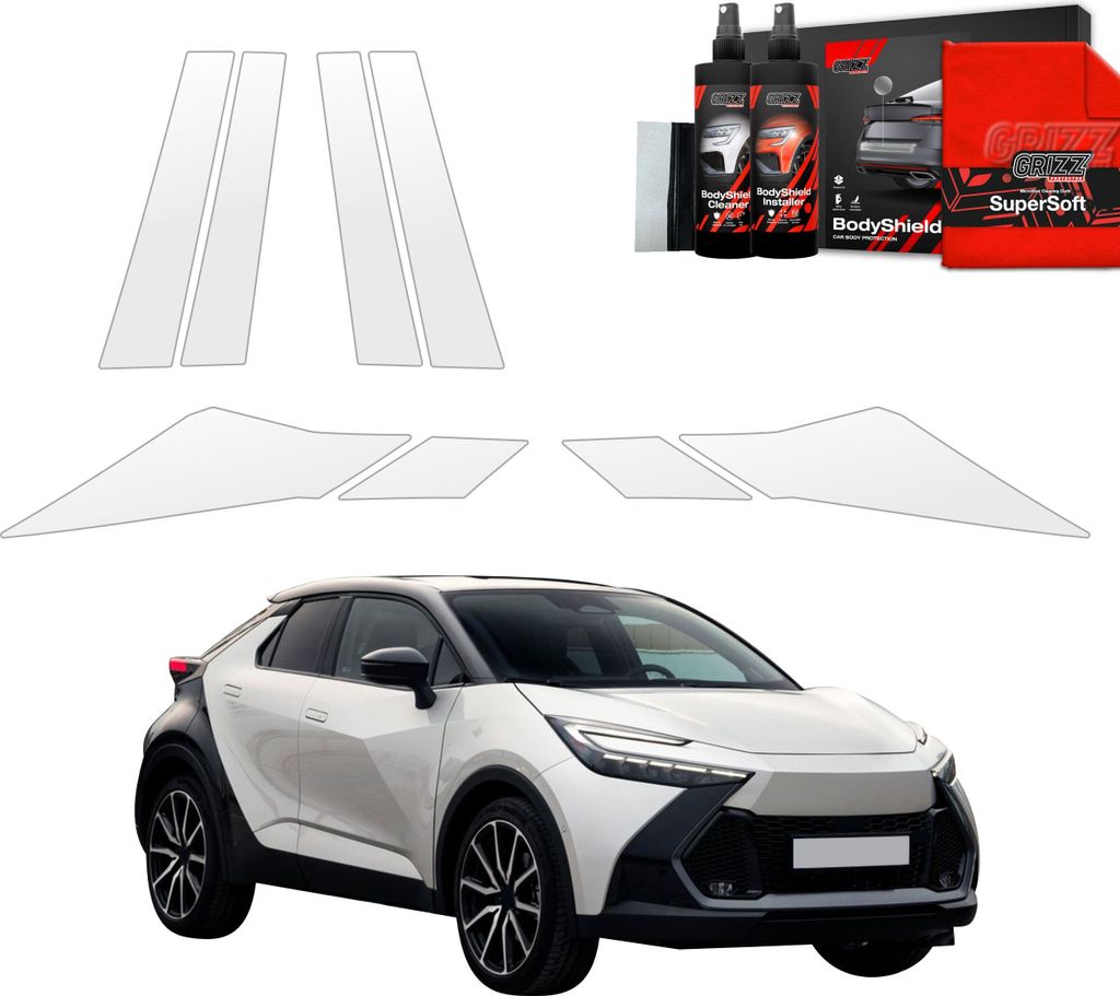 8in1 Schutzfolie Grizz Protector für B-C-Säule - Toyota C-HR (2023-2025)