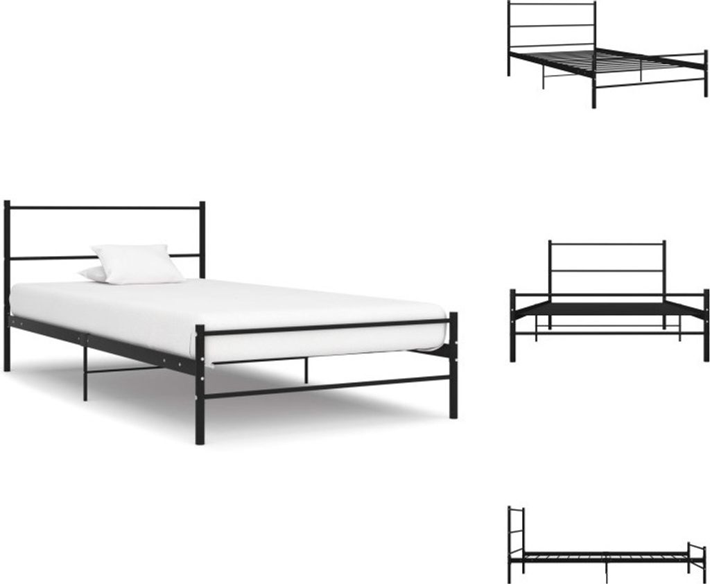 vidaXL Bettgestell Schwarz Metall 100 × 200 cm - Betten & Bettgestelle