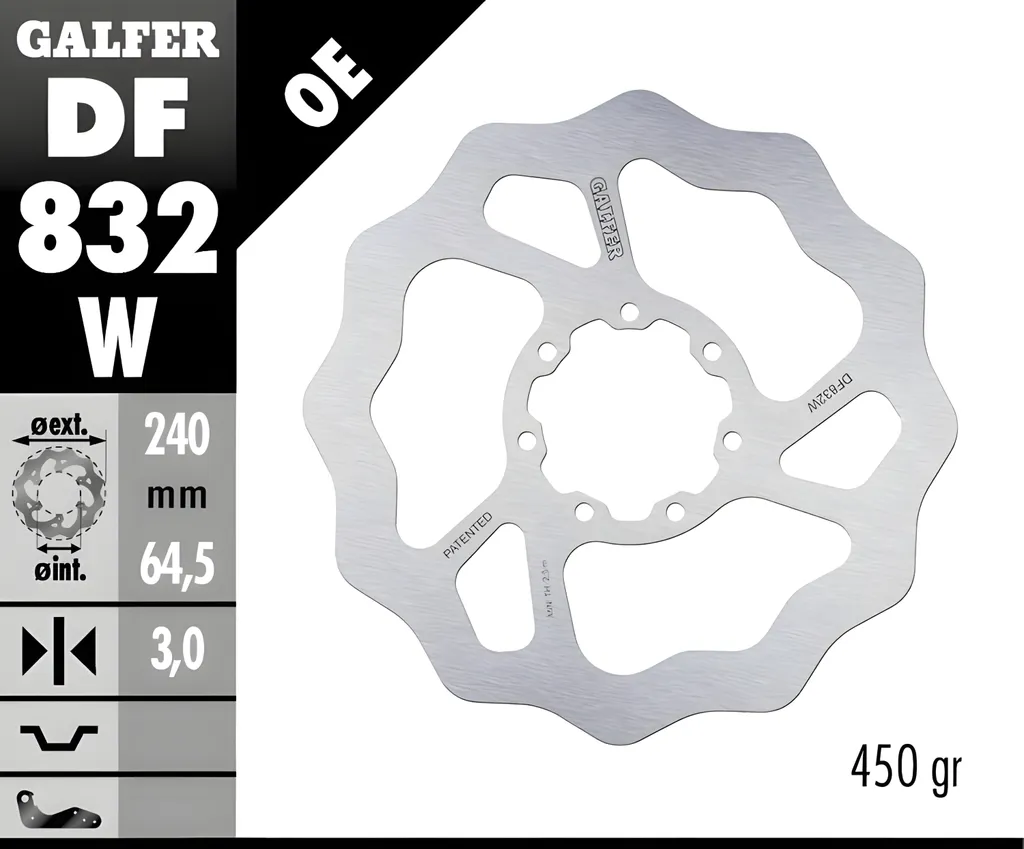 Disque de frein Galfer DF832W WAVE rigide avant pour TM MX 85 2013-2021 - 2
