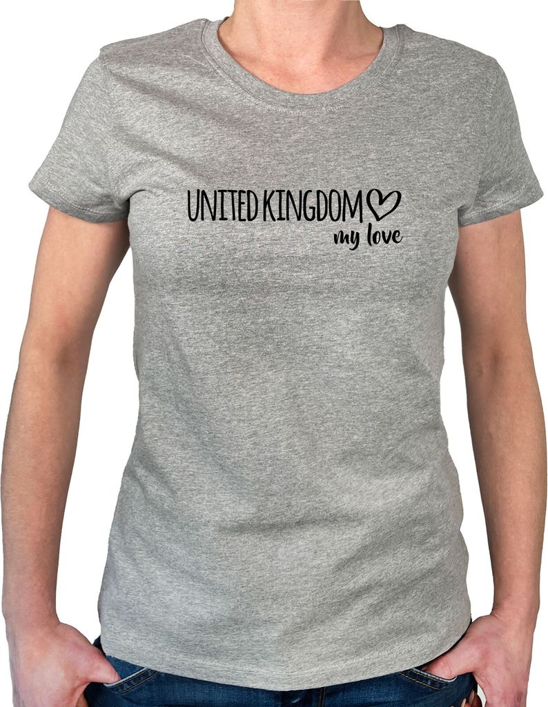 Huuraa Damen T-Shirt United Kingdom my love M Sport Grey Bio Baumwolle Fairtrade Damenshirt Geschenkidee